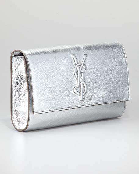 ysl clutch silver